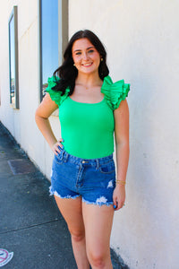 Kelly Green Ruffle Bodysuit