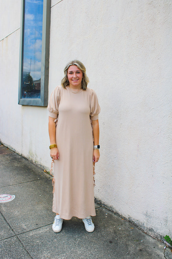 Taupe Bow Sweater Dress