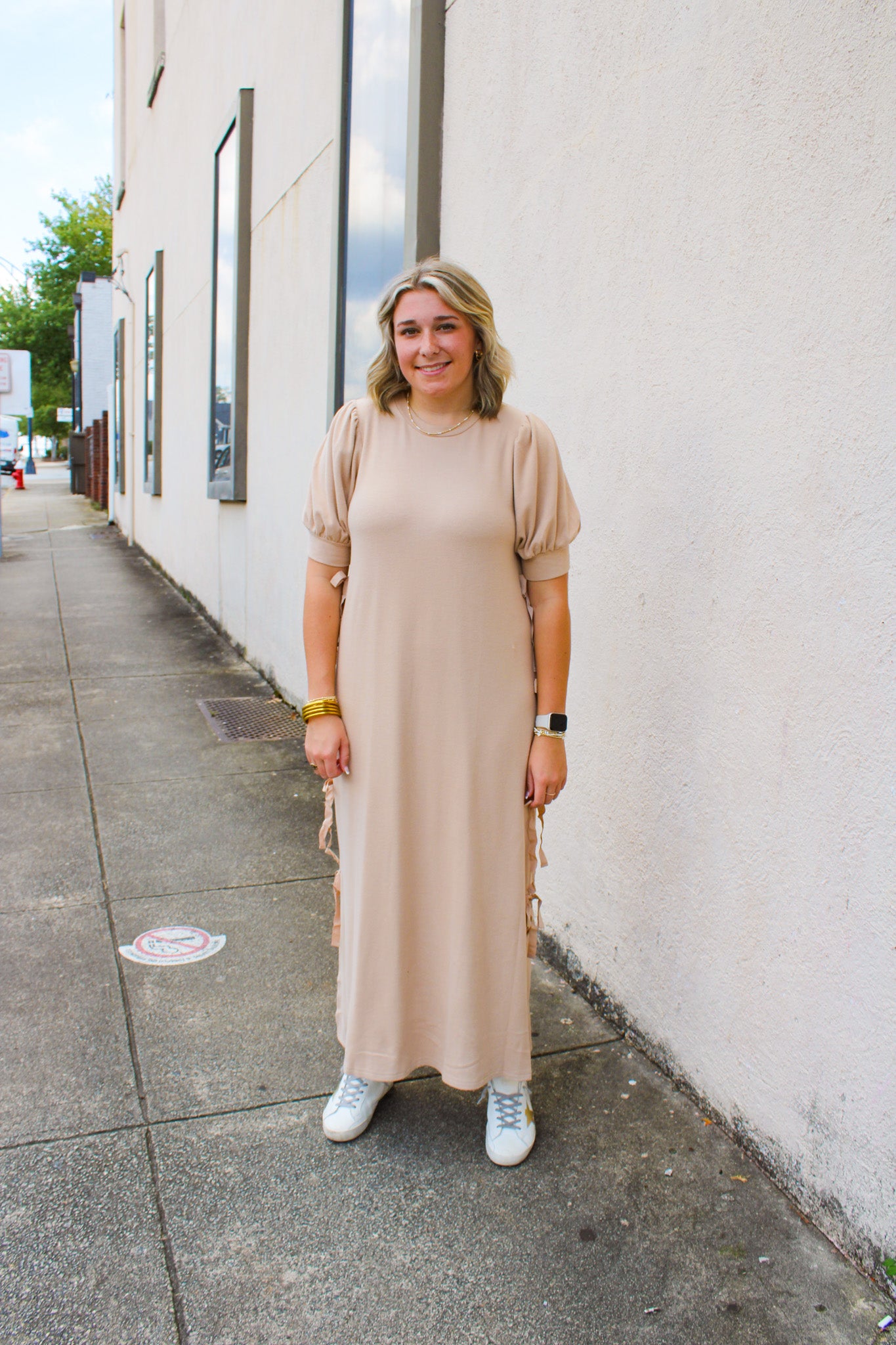 Taupe Bow Sweater Dress