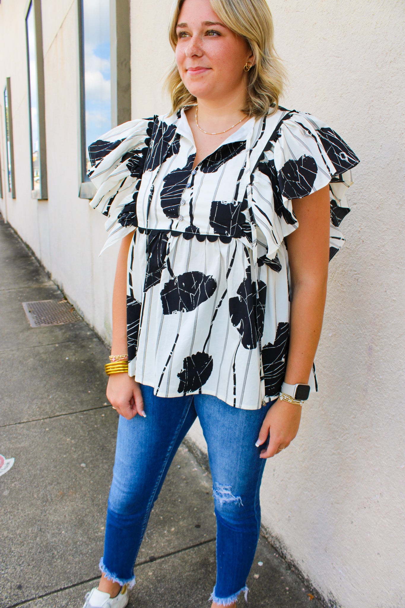 Black Fall Floral Top