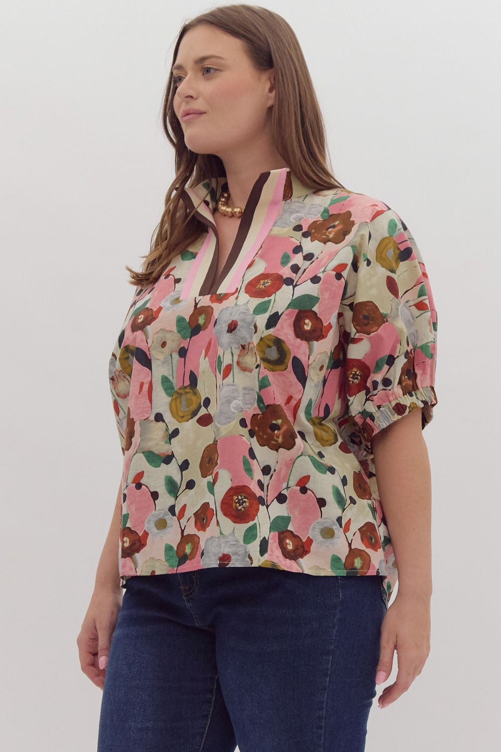 Pink Fall Floral Top