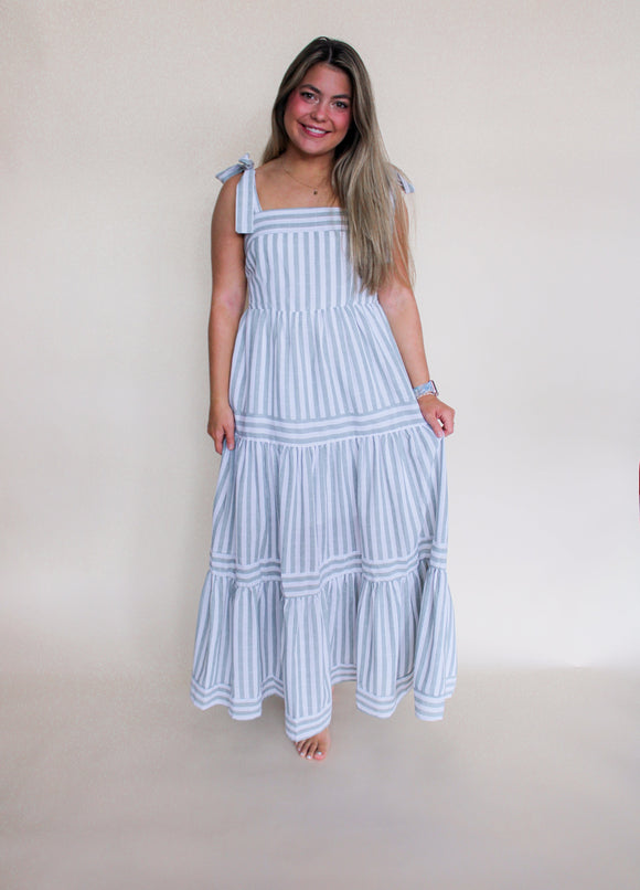 Sage Stripe Maxi Dress
