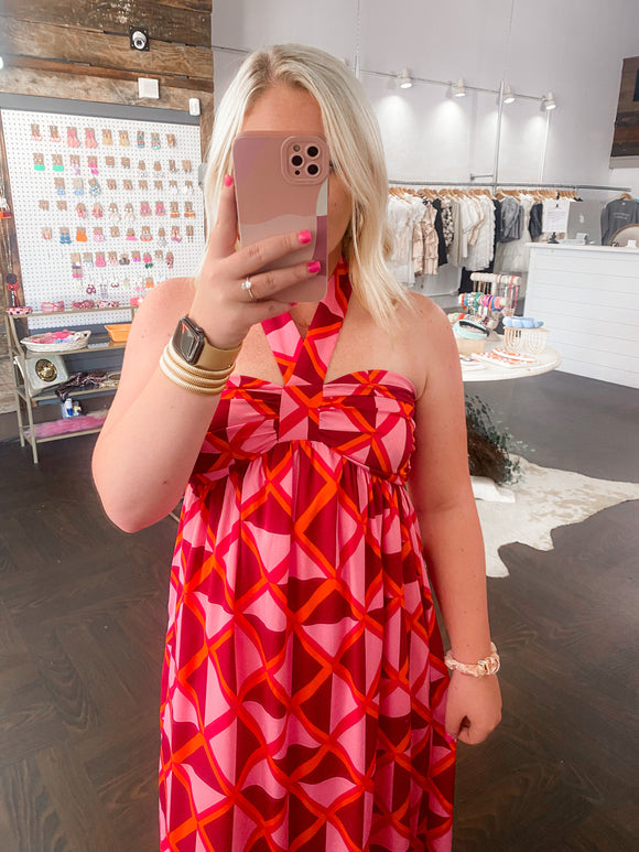 All Pink Geometric Dress