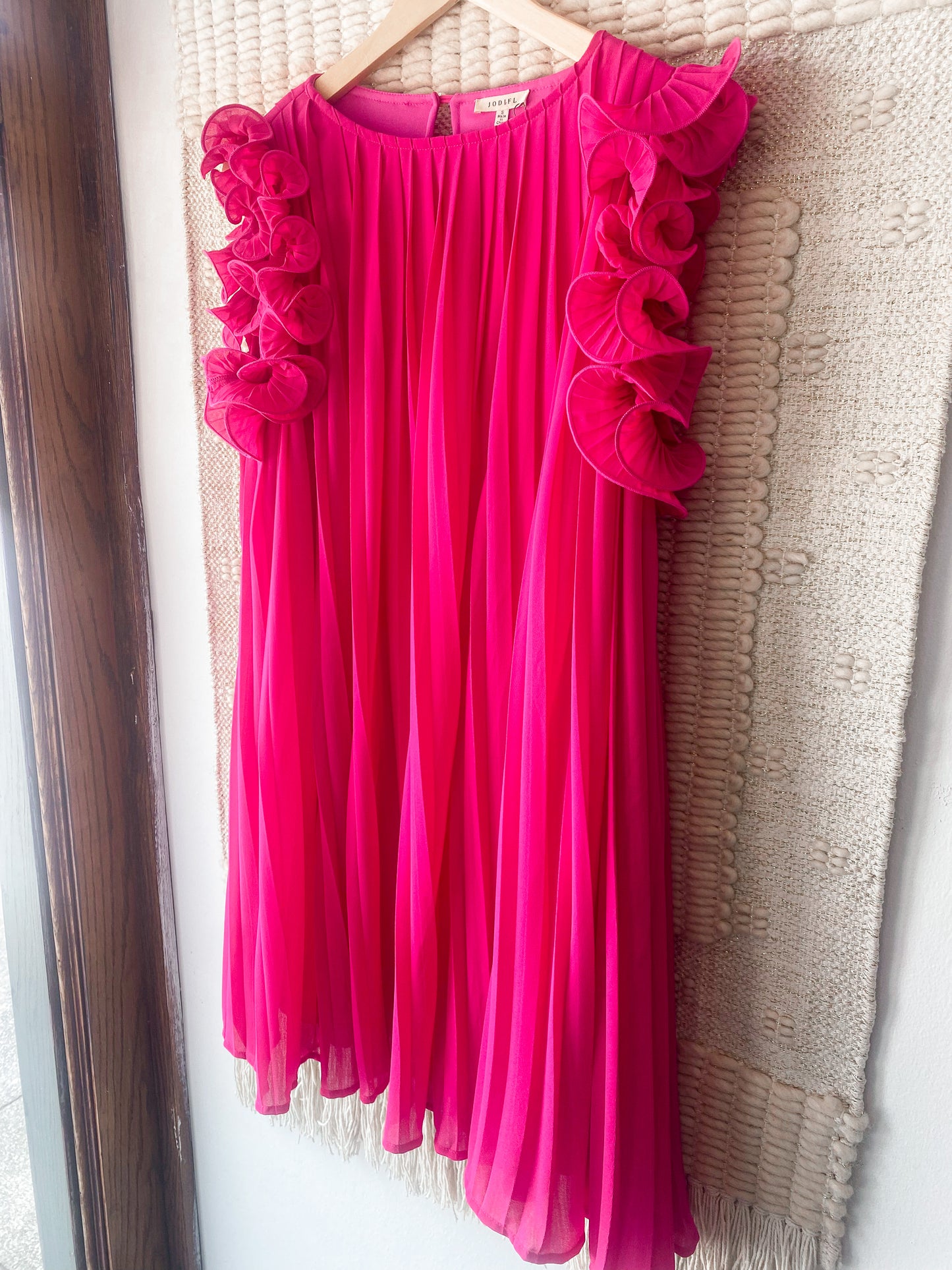 Hot Pink Pleated Dress