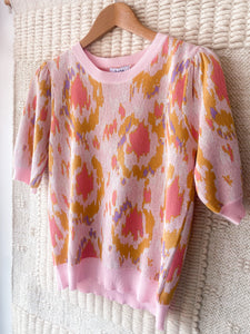 Pink & Yellow Print Top