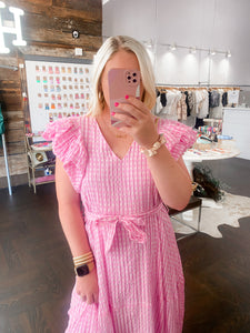 Pink Check Belt Dress
