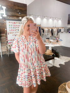 Cream Pink Stripe Dress