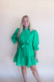 Green Check Long Sleeve Dress