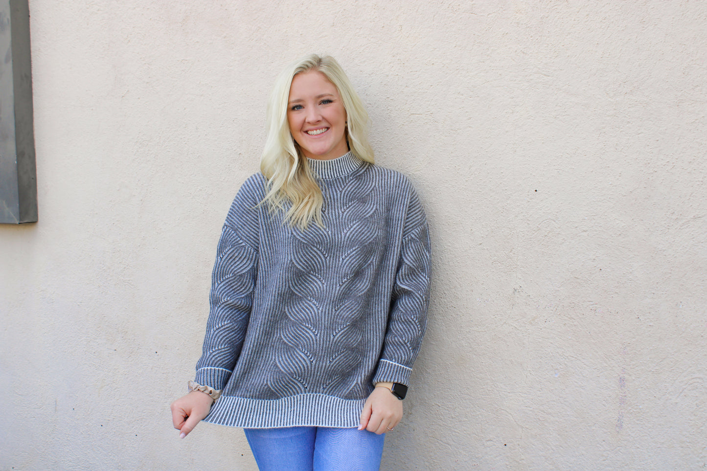 Heather Grey Pattern Sweater