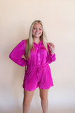 Hot Pink Pleated Romper