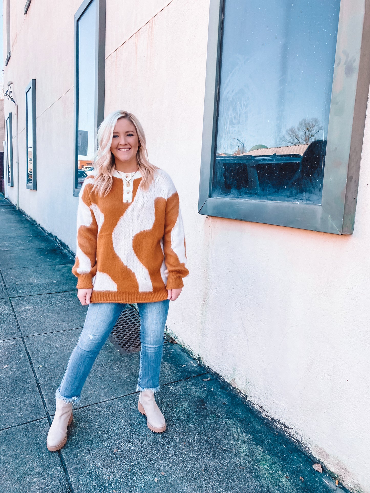 Wavy Camel Sweater