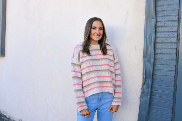 Khaki Stripe Knit Sweater