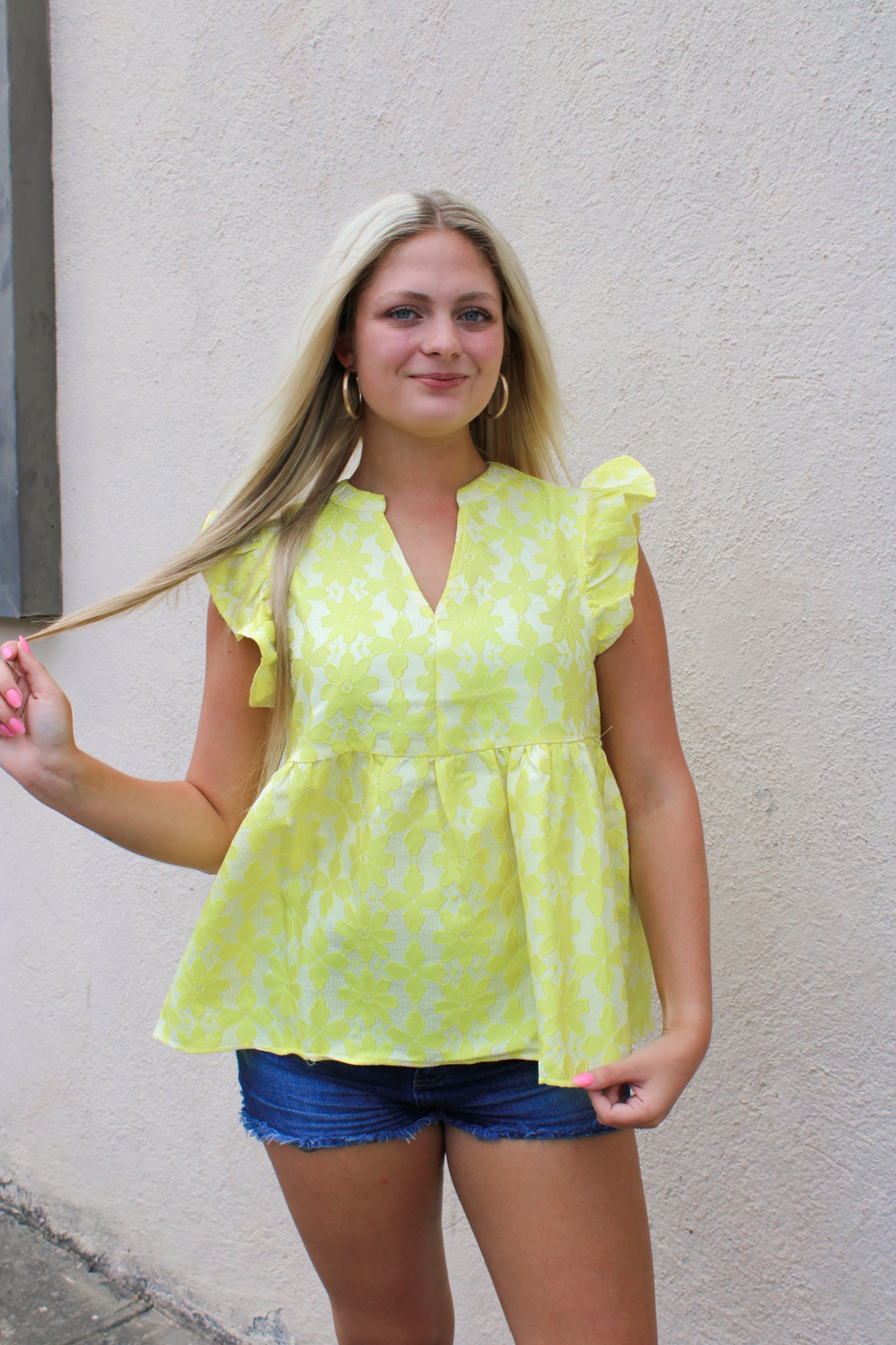 Neon Yellow Flower Blouse