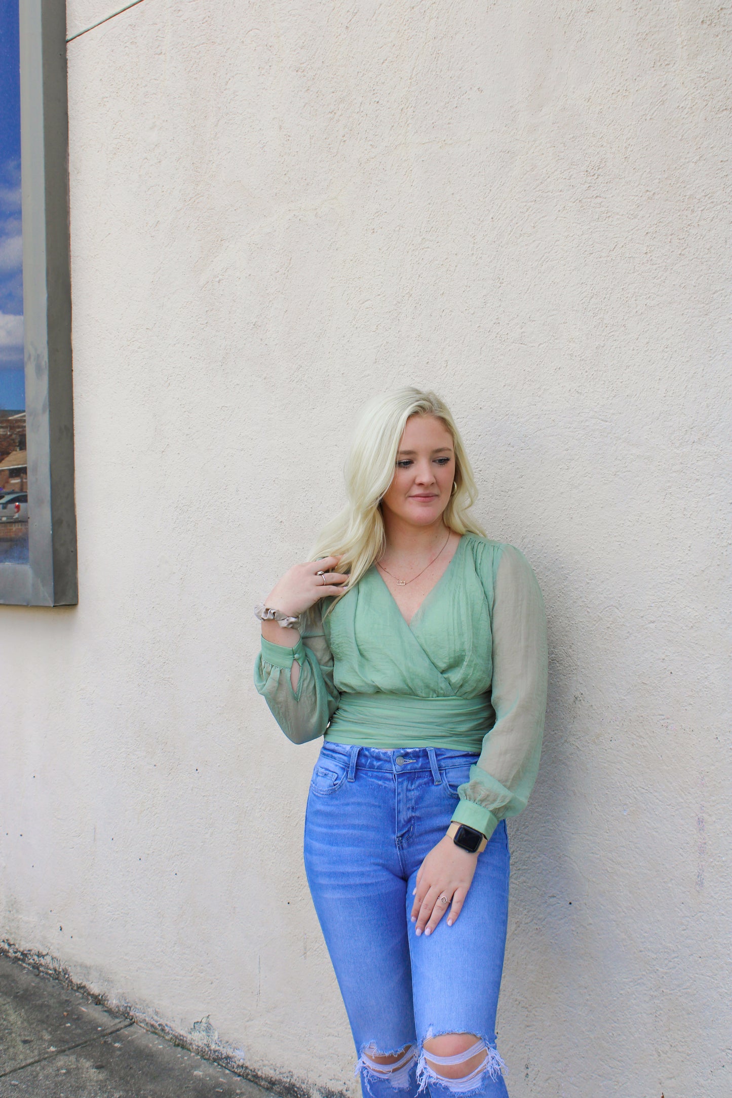 Sage Shimmer Top