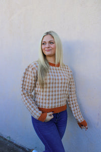 Taupe Check Sweater