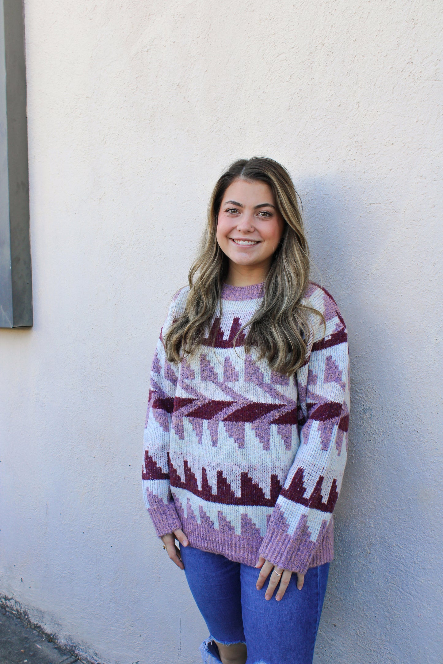 Wine Aztec Sweater