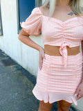 Peach Gingham Set - Skirt