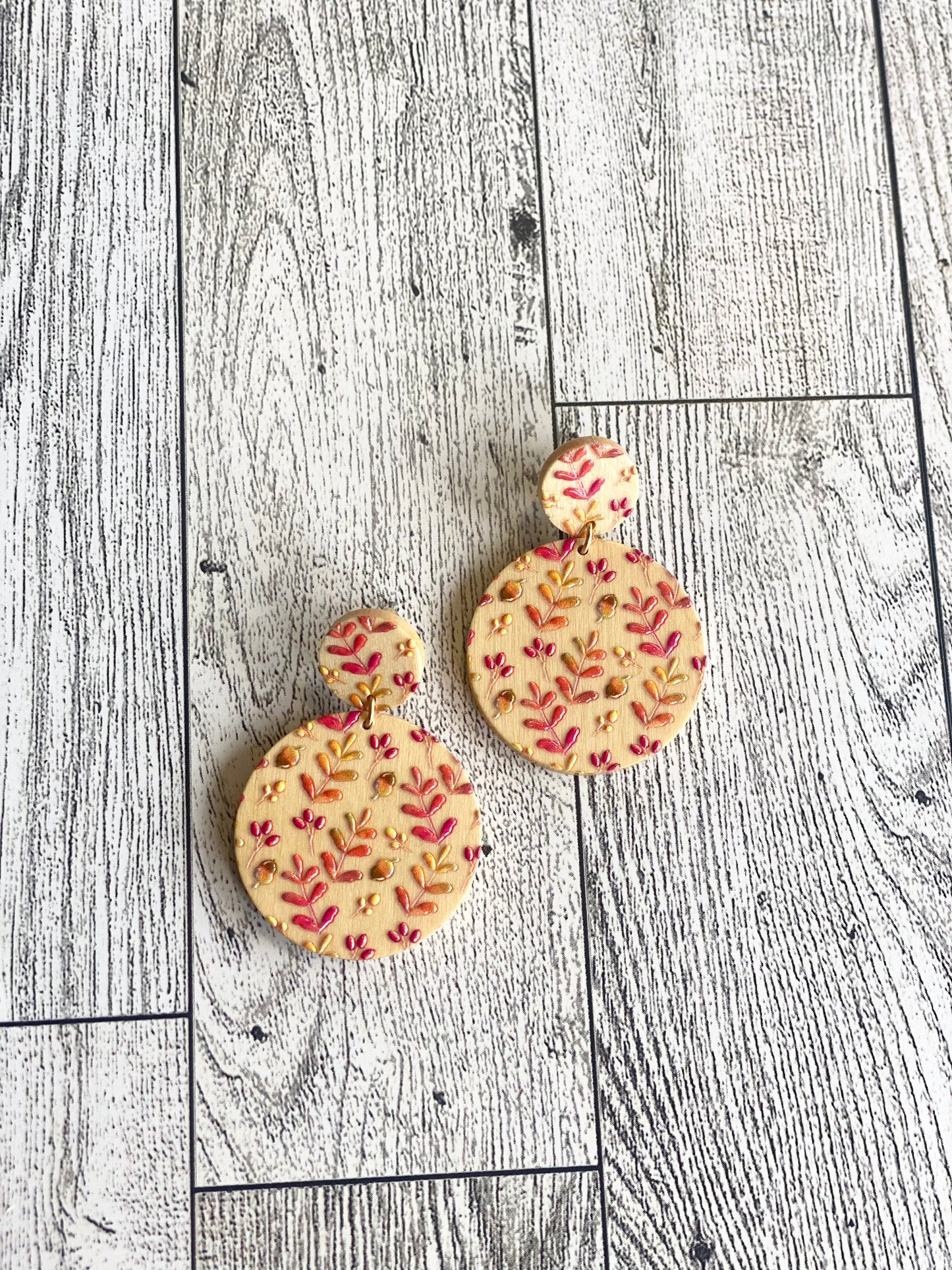 Pink & Orange Floral Earrings