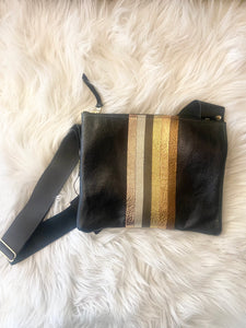 Black Stripe Leather Bag