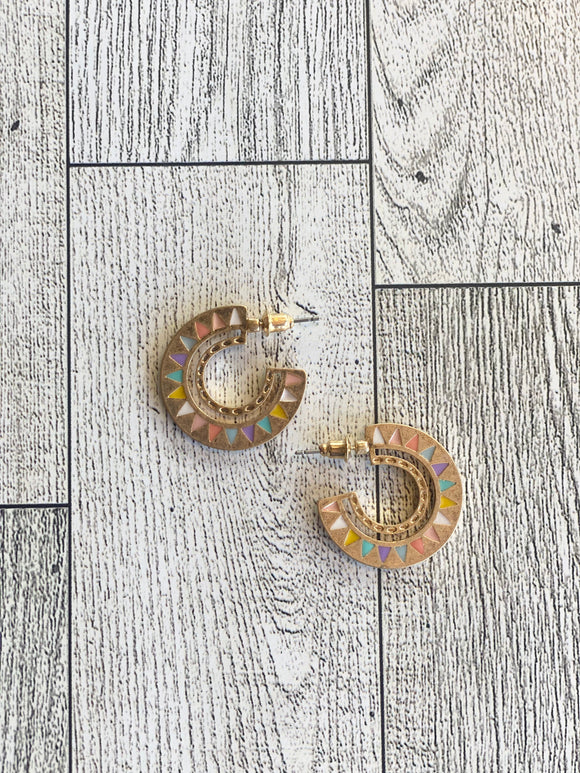 Colorful Aztec Hoops