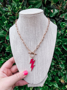Pink Lightning Bolt Necklace