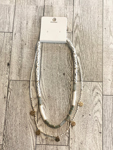 Green & White Layer Necklace