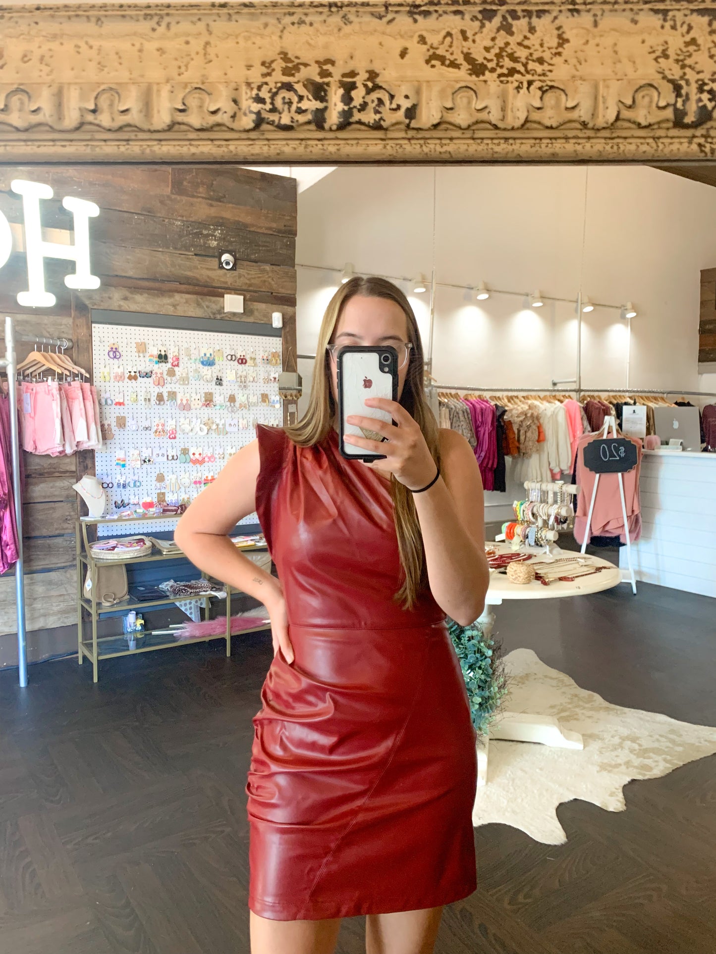 Burgundy One Shoulder Dress