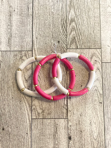 Pink & White Bracelet Set