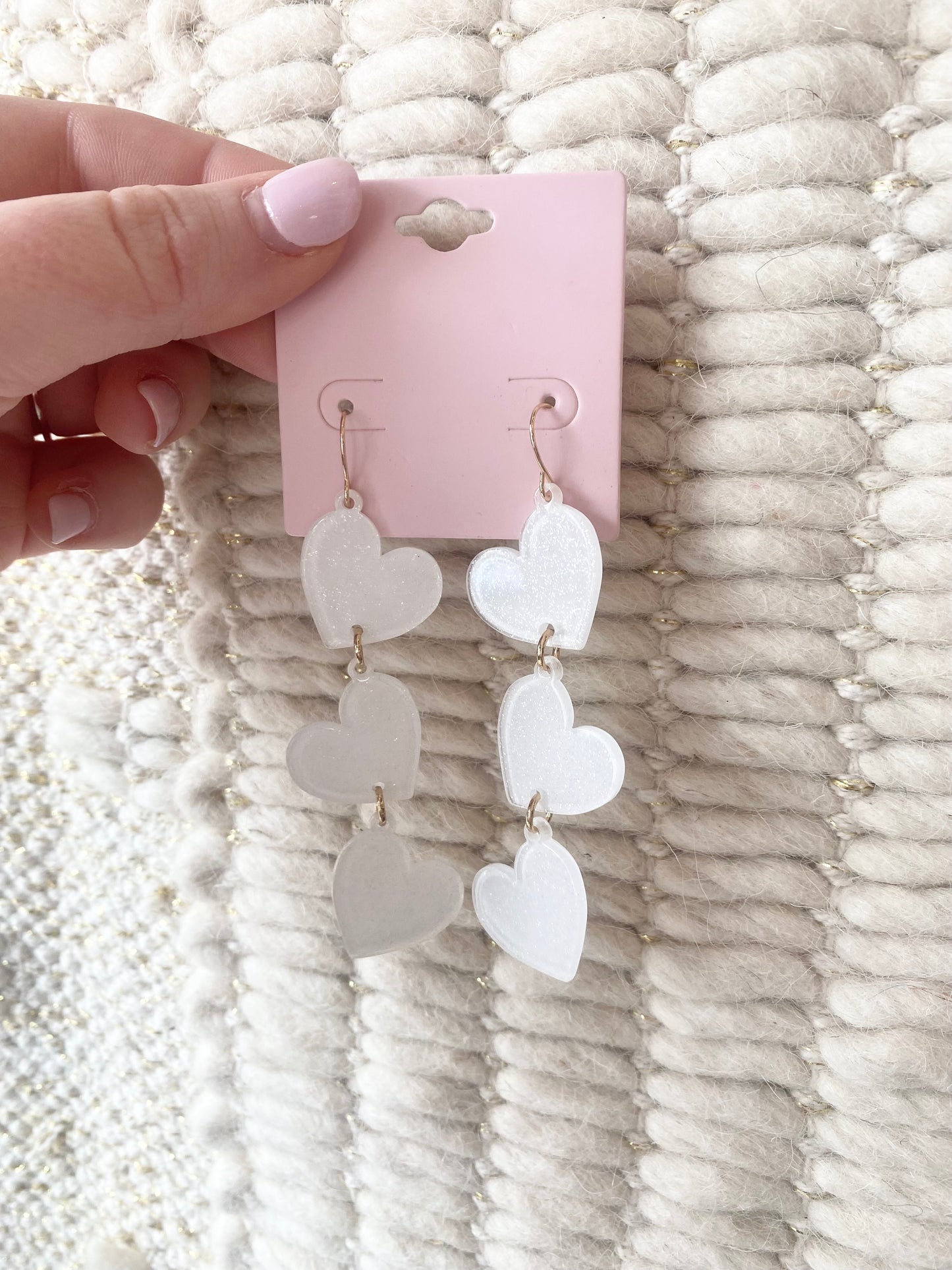 Triple White Heart Dangle