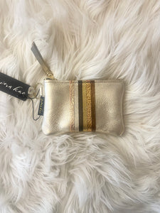 Pewter Stripe Leather Coin Purse