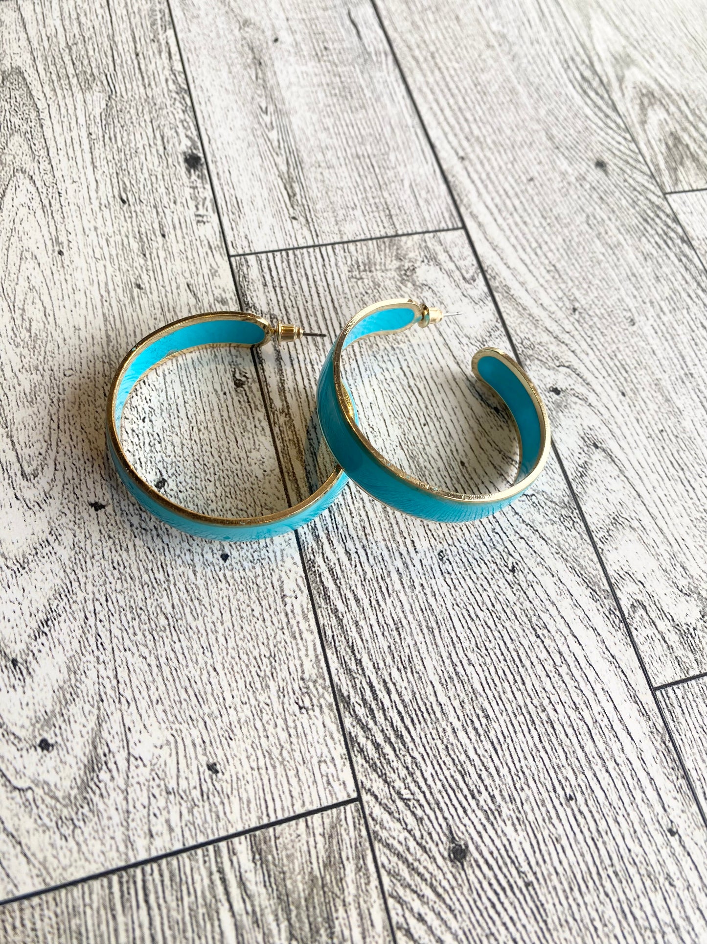 Turquoise Gold Hoops