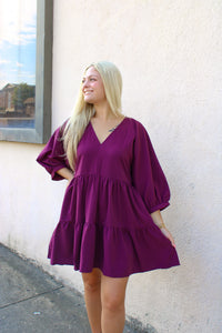 Dark Purple Long Sleeve Dress