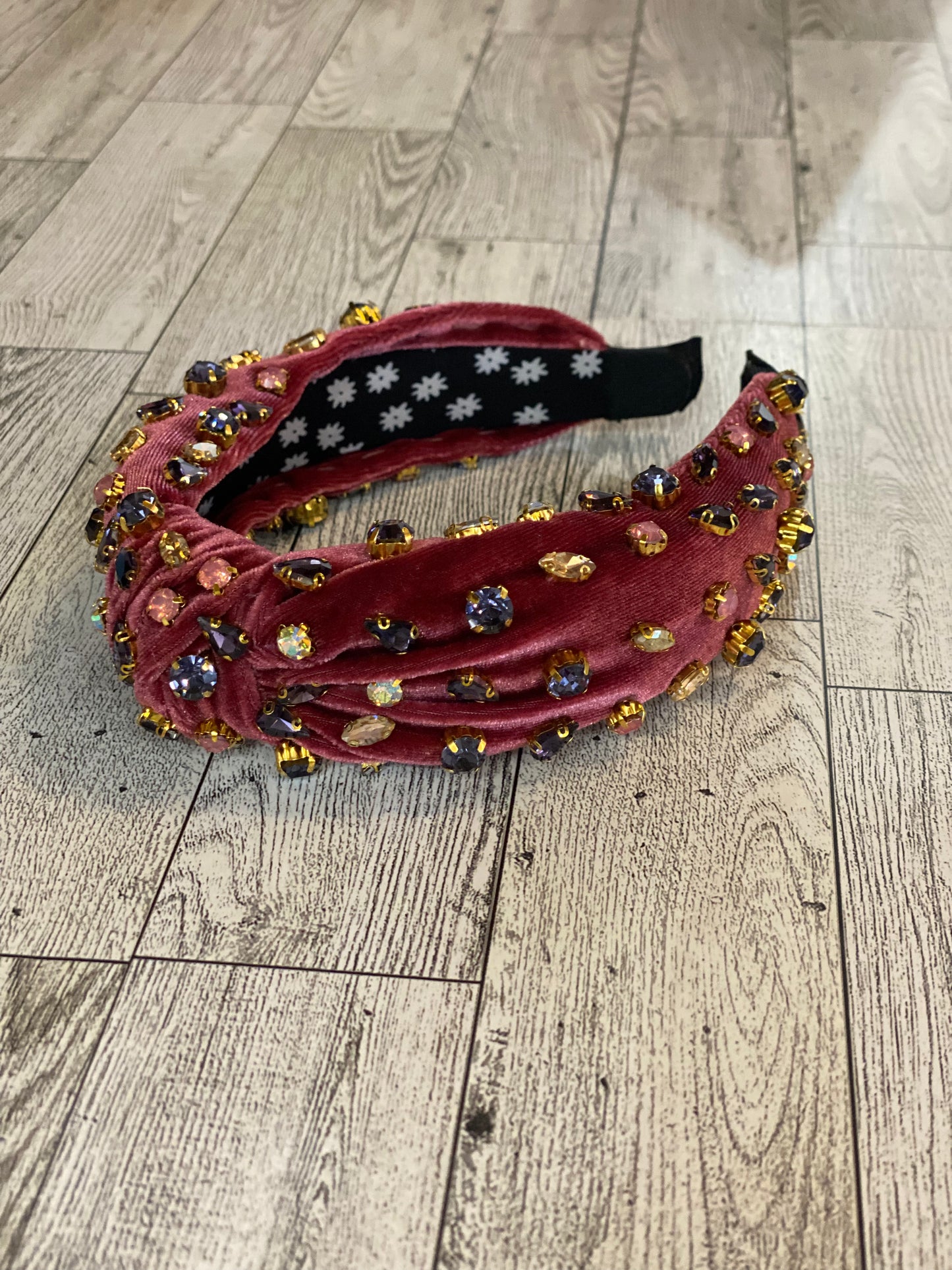 Burgundy Velvet Jewel Headband