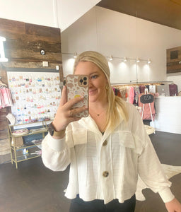 White Button Up Sweater