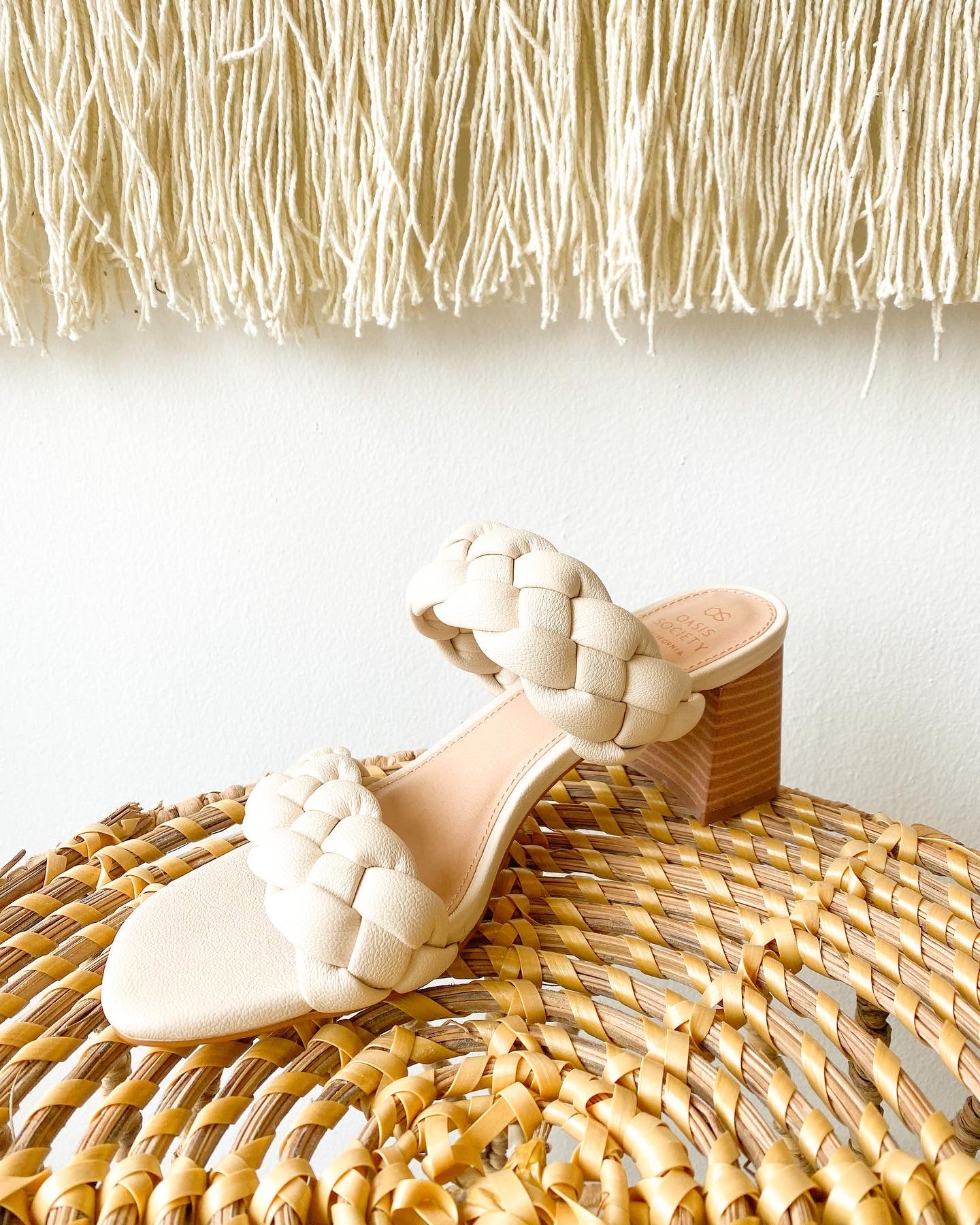 Beige Braided Strap Heel